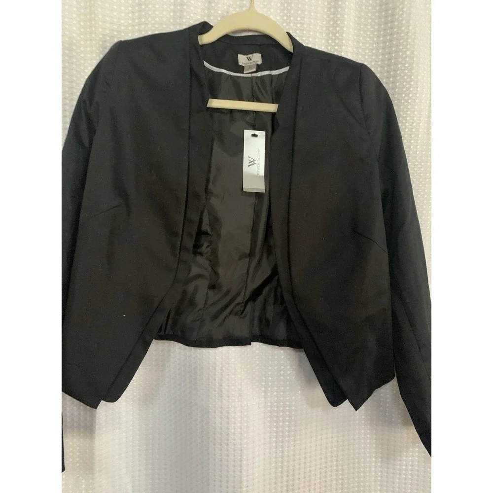 Worthington‎ Womens Medium Short Blazer Open Front Black